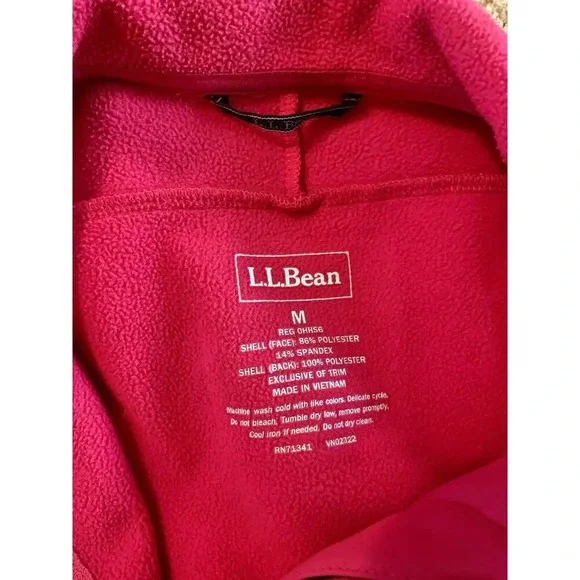 LL Bean Women Coat Size Medium Pink Lined Ski Jacket Winter Fleece - Picture 3 of 7